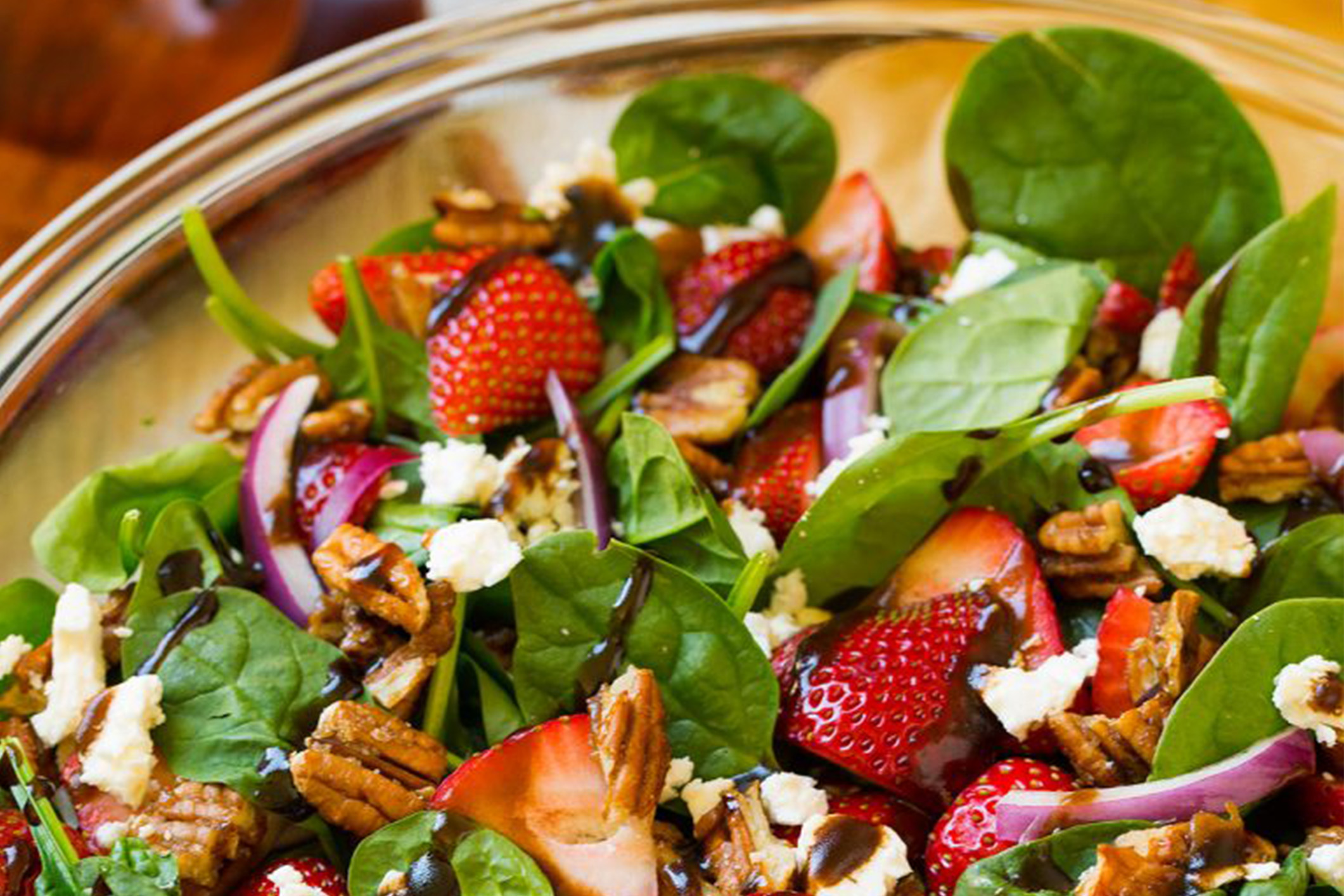 a fresh Strawberry Spinach Salad ready to eat