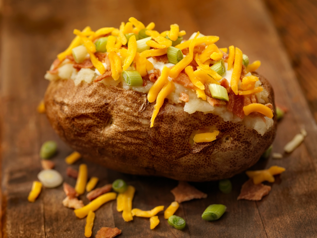 Loaded baked potatoes are great for keeping you full.