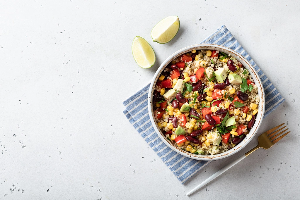 Quinoa bowl with apples and nut butter