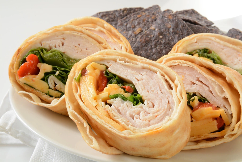 Pinwheel wrap with cucumbers and clementine